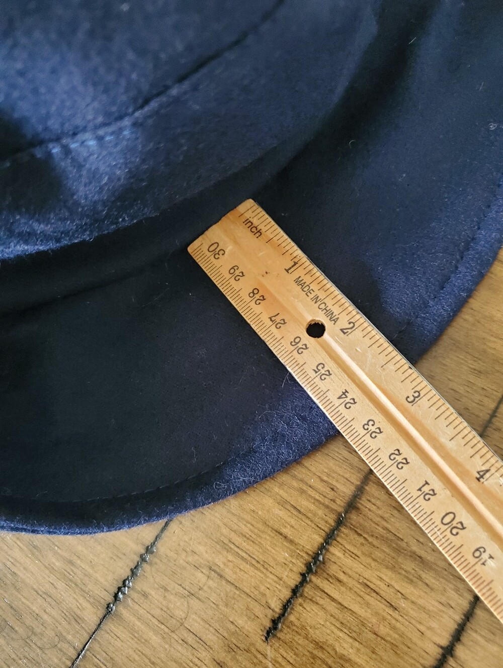 Vintage Arlin Navy Blue Wool Felt Cloche Bucket Hat 3D Flower - Picture 10 of 14